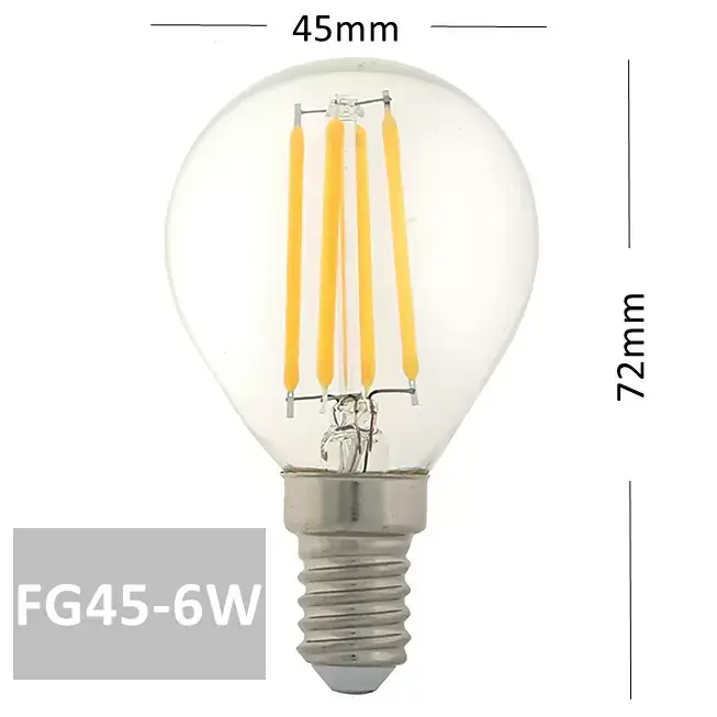 Bombilla de vidrio de filamento LED G45